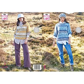 King Cole 5904 Adult Chunky Sweaters Knitting Pattern Multicoloured