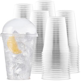 Durameg 100 Clear 16 oz PET Cups with Dome Lids – Disposable for Smoothies & Treats