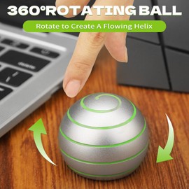 Fidget Spinner Kinetic Spinning Metal Desk Toy Ball for Kids Adults, Grow in The Dark Fidget Spinner Optical Illusion Toy Gatget, Gift for Work, Stocking Stuffers, Stress Relief (Sliver)