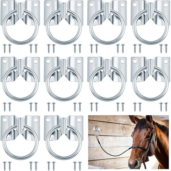 Shimeyao 10 Pcs Cross Tie Ring for Horses Block Tie Ring Replacement Hitching Rings Tie Down Horse Barn Supplies for Horse Stall Stable Equestrian Livestock