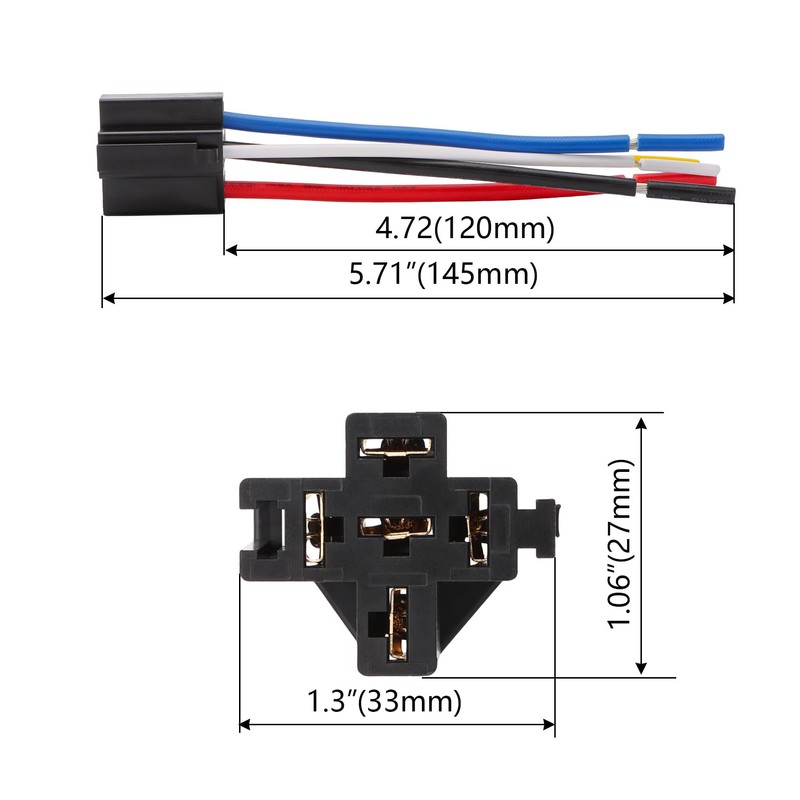 Weasch 10 Pack Style 12AWG Relay Socket, 12V DC 5-PIN