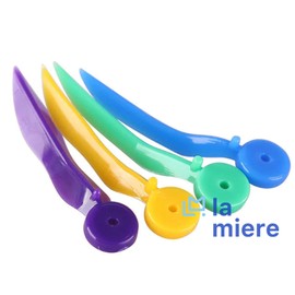 LA MIERE 100/Box Diastema Wedges, Disposable Plastic Poly-Wedges Dental Fixing Wedge with Hole, Compress on Entry and Flare Upon Super Small :11mm (Blue)