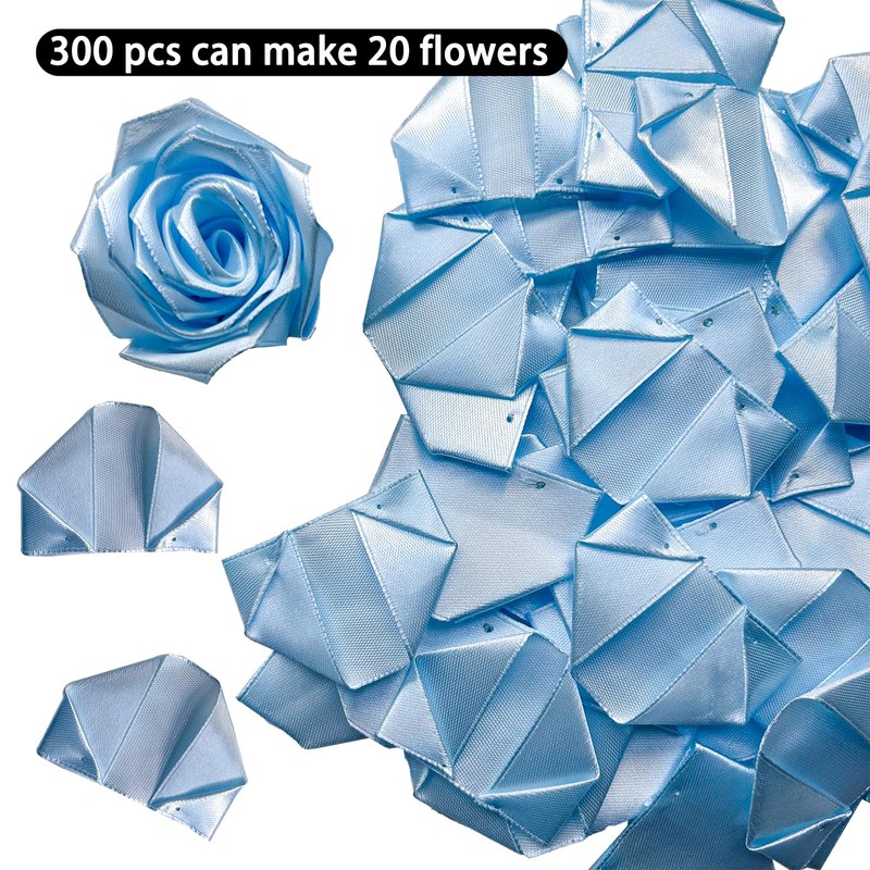 LatinaFlorista 300Pcs Premade Satin Ribbon Rose Petals Half-Finished for Eternal