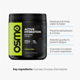 Osmo Active Hydration Electrolyte Powder (20 Servings) - Includes Sodium, Magnesium, Potassium, Carbs & Vitamins, Cane Sugar - All Natural Ingredients, 3X Faster Hydration, Boosts Power & Endurance