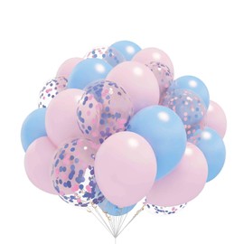 Ainmto Pack of 50 12 Inch Pastel Balloons Pink and Blue Helium Macaron Balloons for Birthday, Baby Shower