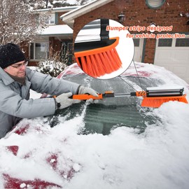 Ajimy 3in1 Snow Brush and Ice Scraper for Car Windshield,42'' Extendable Heavy Duty Snow Broom Vehicle Snow Removal Tool for Car SUV Trucks (42 inch)