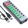 Powered USB 3.2 Hub, CENMATE 9 Ports USB Splitter (7×USB