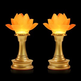 CFSHGLPSF 6.5inch 1 Pair-7 Color LED Lotus Flower Lamp - Lotus Buddhist Lamp Lights, Buddha Lamp Light with Adjustable Switch for Buddhist Occasions, Supplies Meditation