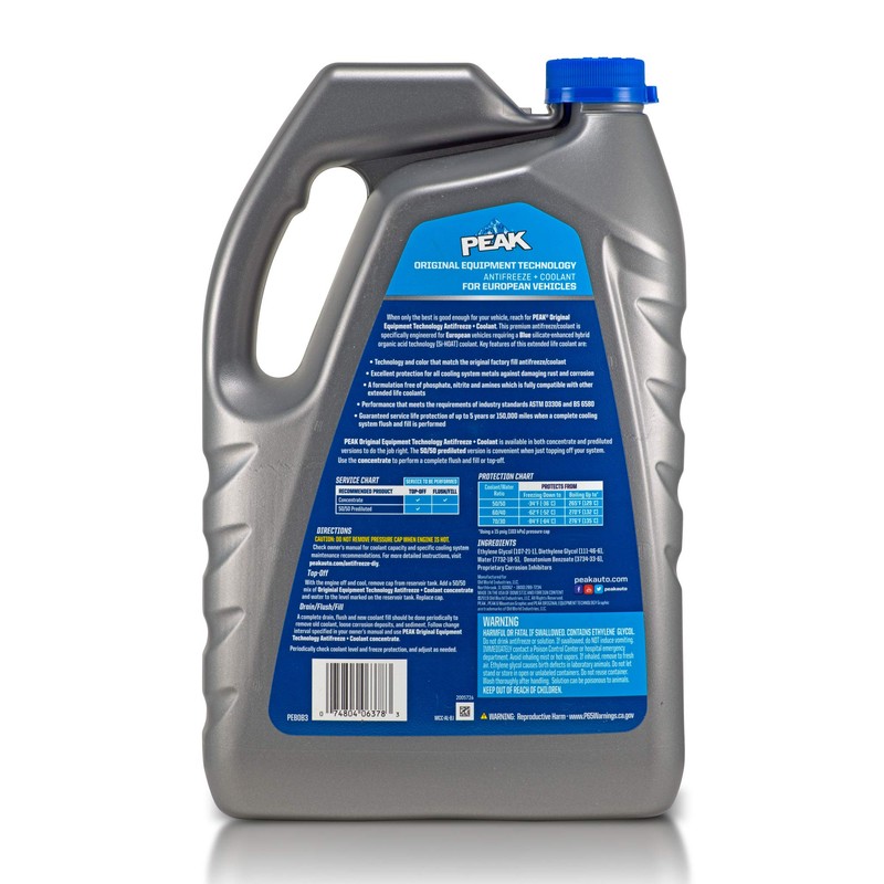 PEAK OET Extended Life Blue Concentrate Antifreeze/Coolant for European Vehicles,