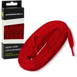 Winnwell Waxed Hockey Skate Laces - Ice Hockey & Roller Blade Skates Laces, Multiple Lace (Red/Black, 120")
