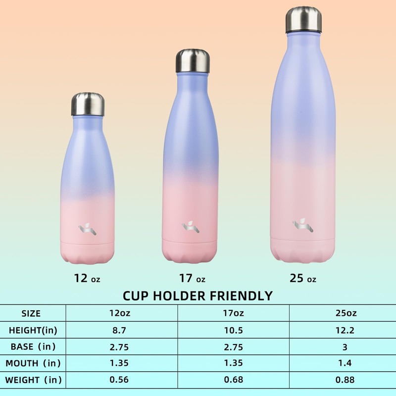 Konokyo Insulated Water Bottles,17 oz Double Wall Stainless Steel Vacumm