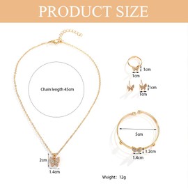 FDEETY Jewellery Set Women's Crystal Pendant Necklace Bracelet Rings Stud Earrings Jewellery Set Bridal Jewellery Set Vintage Elegance Fashion Accessories Gifts for Girls Weddings Birthday, Alloy