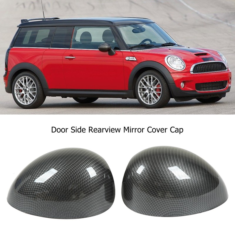 2 Pcs Door Side Rearview Mirror Cover Cap Carbon Fiber