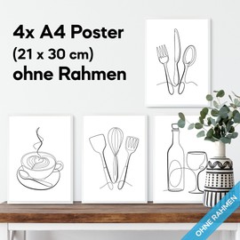 mojoliving Modern Pictures Kitchen Poster Set | Pictures Black White | Decorative Kitchen | Wall Pictures Kitchen | Aesthetic Poster for Kitchen and Living Room | Kitchen Picture Set | Wall Decoration