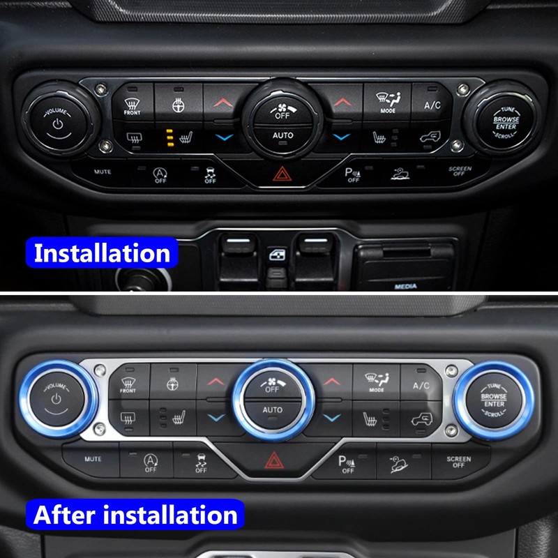 CHQLPBF Knobs Ring Covers Compatible with 2018-2021 Jeep Wrangler JL