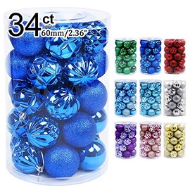 Lulu Home Christmas Ball Ornaments, 34 Ct Xmas Tree Decorations, Holiday Hanging Balls (Silver, 2.36")