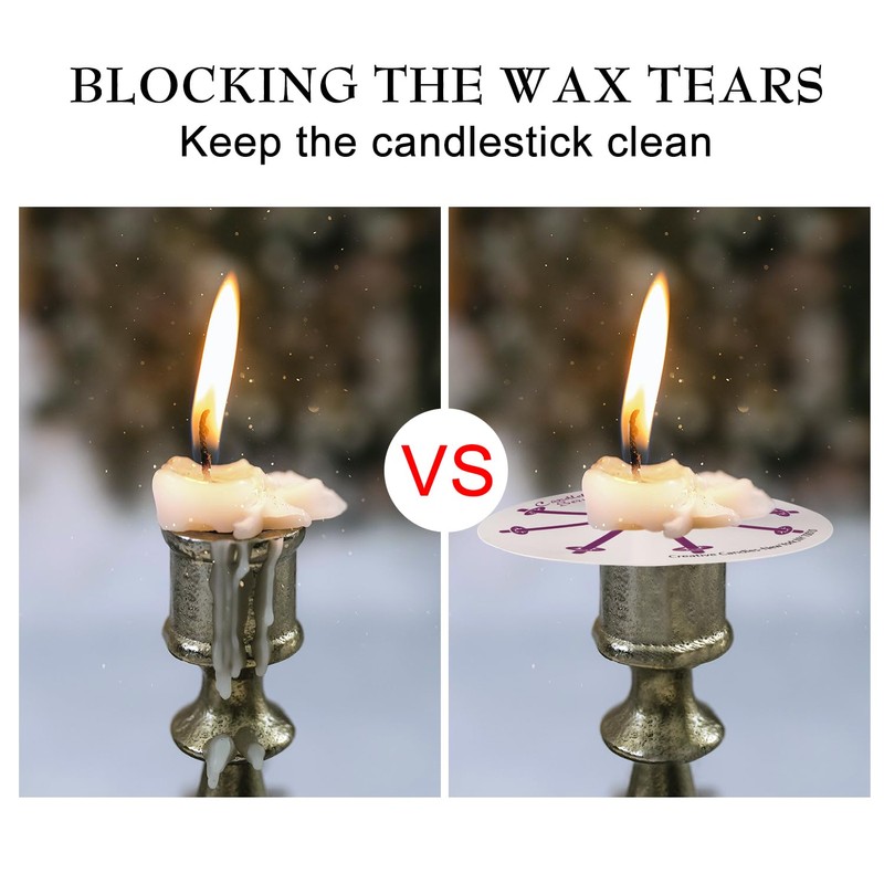Wfmolcand 200 White Taper Candles with Drip Protectors Smokeless and