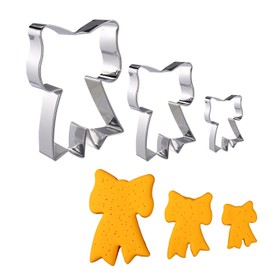 BOXOB 3 Stück Ausstechform mit Schleife, 5,2, 7,7, 10,4 cm Keksausstecher mit Schleife Bezaubernd Werkzeug zum Backen von Keksen Brot Teig Fondant