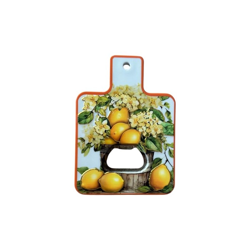 Decorative Sicilian Bottle Opener Magnets with Lemons and Traditional Patterns
