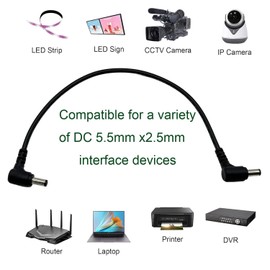 UpperFu 2Pcs DC 5.5mm x 2.5mm 90 Degree Right Angle Male to Male Plug Power Adapter Cable Extension Cord for DC 12V 24V CCTV Security Camera Monitor LED Strip Lihgt,Router, Printer