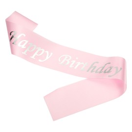 PATIKIL Birthday Girls Sash, Glitter Birthday Sash for Women Satin Princess Queen Sash Party Decorations with Safety Pin for Party Gifts Favors, Pink with Silver Foil Lettering