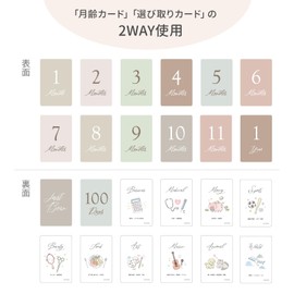 Chaol S11585 Monthly Cards (12 Piece Set, Reversible, Original Design), Baby Monthly Cards, Monthly Photo, New Born Photo, Selection, Nuance Color, Dull Color (Growth Record/Commemorative Events)