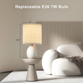 Dawnwake 17.3" Table Lamp Set of 2 for Living Room Bedroom, Bedside Lamps for Night Stands, Desk Nightstand Lamp Dimmable, Modern Linen White Ceramic Lamps