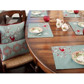 Pillow Perfect Christmas Wreaths Lumbar Pillow, 10" x 18", Silver/Red