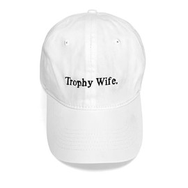 ValDesigns Trophy Wife Baseball Cap with Embroidery On The Front | Perfect for Bachelorette, Honeymoon, Outdoor Walks (White)