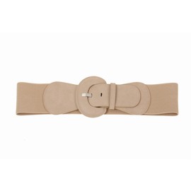 Gunsound Women's Wide Stretchy Cinch Belt Vintage Chunky Buckle Elastic Belts for Dress (Suit For Waist Size (27"-35"), Light Khaki)