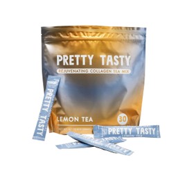 Pretty Tasty Lemon Luminance Collagen Tea - Stick Pack Pouch - Zesty Elegance with Collagen - Refreshing Citrus Blend - Beauty & Wellness Ritual - 30 Count