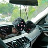 YGMONER White Fuzzy Dice for Car Rear View Mirror, Pair