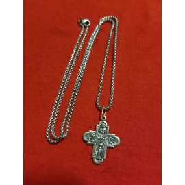 2 Cross 4WAY  CHRISTIAN CATHOLIC Medal Necklace WITH CHAIN  SILVER  PLATED Italy