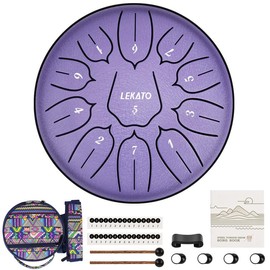 【Brand Guarantee!Perfect GIFT】LEKATO Steel Tongue Drum with Crossbody Bag Kit,6 Inch 11 Note Steel Handpan Drum Percussion Set,for Meditation Yoga Adult Child Kid Musical Education Beginner Professional,Music Lover Player Friend Fun Relax Christmas Gift 