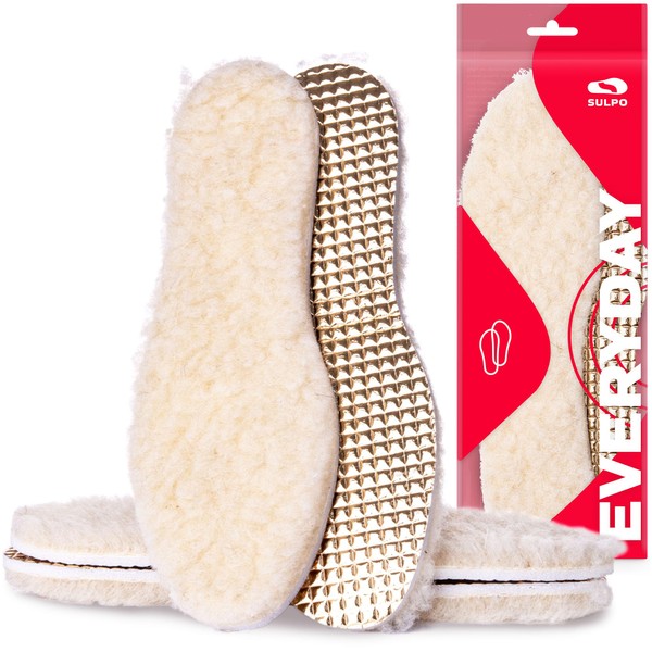 SULPO 2 Pairs Winter Insoles - Soft Warm Sheep Wool