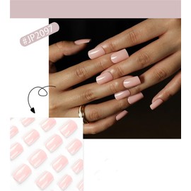 24 PCS Dainty Pure Color Press On Square False Nails Short Medium Length Full Cover Acrylic Ballerina Fake Nails for Women Meranti Color Nail Salons and Home DIY Nail Art (JP2097 Pink)