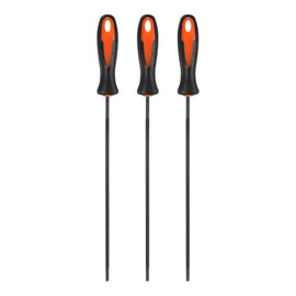 M METERXITY 3-Pack Chainsaw Sharpening File, 5/32 Inch Round Sharpening File Steel Chainsaw File with Plastic Handle for Sharpening/Chainsaw/Round Files [Black,Orange]