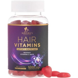 Hair Vitamin Gummies with Biotin 5000 mcg | Supports Stronger Hair, Skin & Nails | Includes Vitamins C & E | Dietary Supplement for Healthy Hair Growth