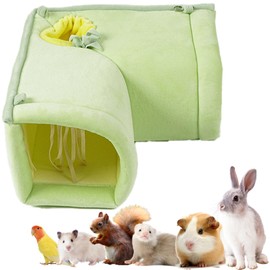 Pets on Safari Guinea Pig Tunnel Toy, Warm Guinea Pigs Hideout House, Cozy Removable Rabbits Tube Hammock Corner, Soft Small Animals Cage Accessories for Rats Ferret Bunny Gerbil Sugar Glider (Green)