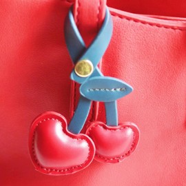 ZOONAI Cherry Bag Charm, Cute Cherry Bag Tag Handbag Wallet Purse Decorations (Pink Red)