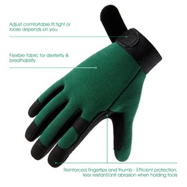COOLJOB Thorn Proof Gardening Gloves with Grip, Touch Screen Working Gloves for Men,Gifts(1 Pair,Green,M)