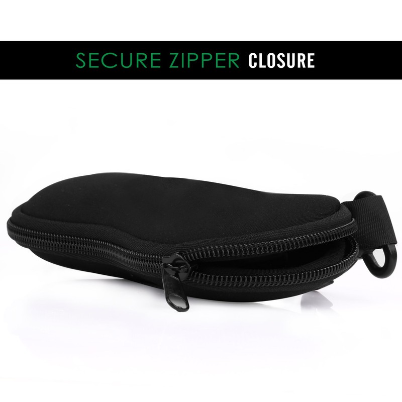 MoKo Eyeglass Soft Case, Zippered Neoprene Sunglasses Pouch with Clip