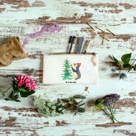 Mr. & Mrs. Panda Make Up Bag Penguin Christmas Tree, White, Hand Drawn