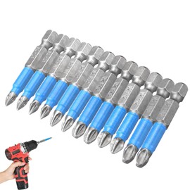 Magnetic Impact Screwdriver Driver Bits Set, 12Pcs Electric Screw Driver Bit 50mm Phillips Non-Slip Head Drill Bits Woodworking Power Tool Accessories - PZ1 PZ2 PZ3 PH1 PH2 PH3