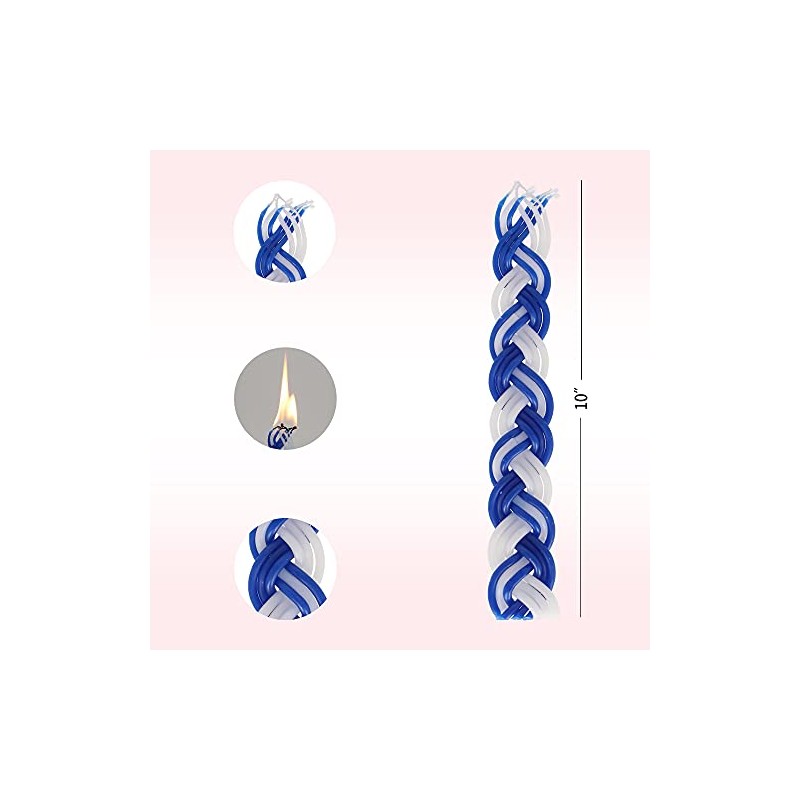 Shalhevet Light Havdalah Candle 100% Kosher (Elegant Blue & White)