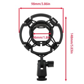 HLGHLG Universal Microphone Shock Mount for 42-46mm Mics, Professional Anti-Vibration Holder with 3/8" or M16 Thread, Compatible with Studio Condenser Microphone for Recording, Podcasting, Streaming