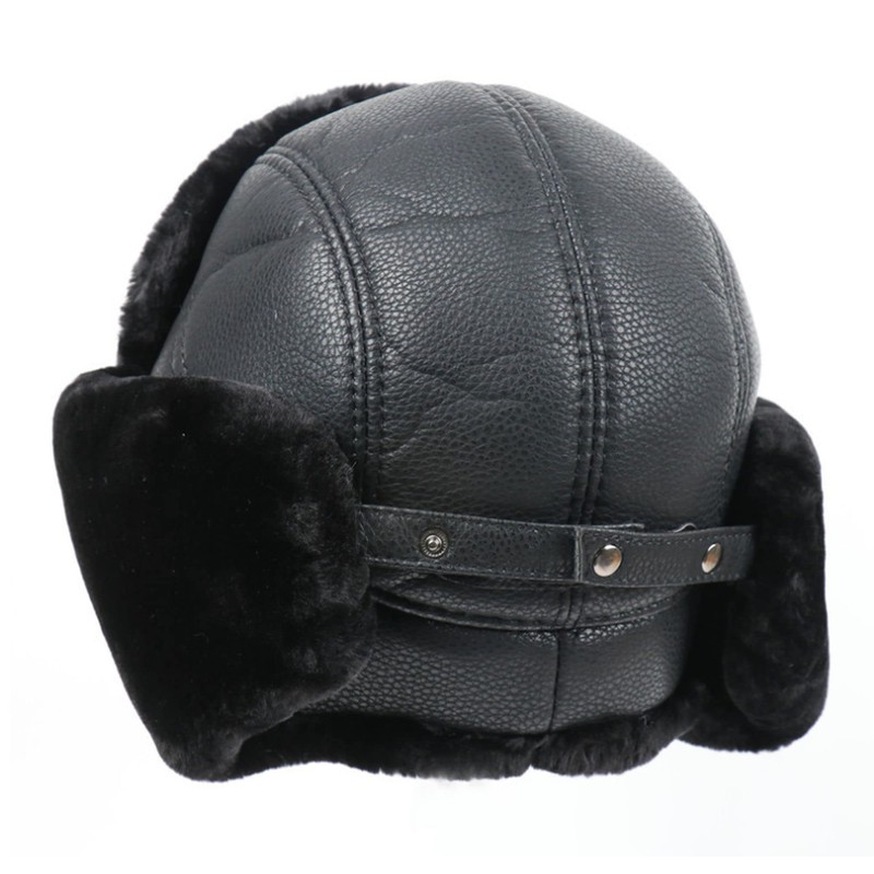 GFM® Mens Ushanka Faux Leather Russian Winter Trapper Bomber Hat