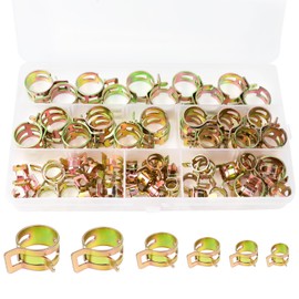 Hovom 72PCS Spring Hose Clamp Assortment Kit, 6 Sizes Fuel Line Spring Hose Clamps, Spring Band Type Clamps, Silicone Vacuum Hose Water Pipe Air Tube Low Pressure Clamps Fastener (72PCS)