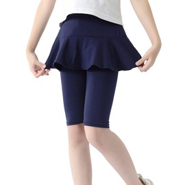 LOLANTA - Pantalones Cortos Largos hasta la Rodilla para niñas, con Falda, Pantalones Deportivos Informales（Marino, 5 Años）