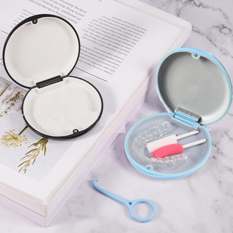 PrimeBlis Mouthpiece Case, Retainer Case, Denture Cleaning Case, Orthodontic Portable,